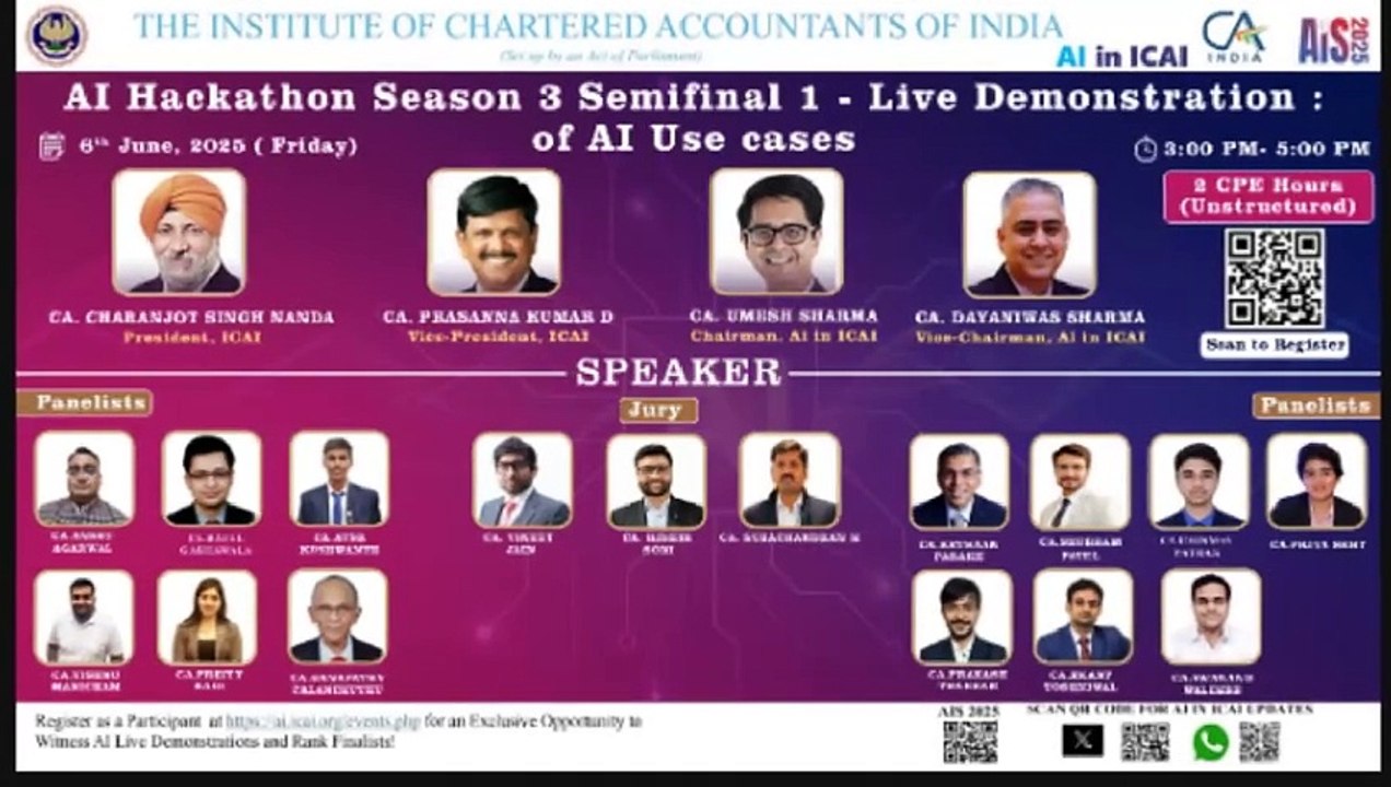 ICAI AI Hackathon Season 3 Semifinals – 6th  June 2025