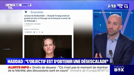 Droits de douane: "Donald Trump est un révélateur de nos insuffisances et de nos faiblesses", explique Benjamin Haddad, ministre délégué de l'Europe
