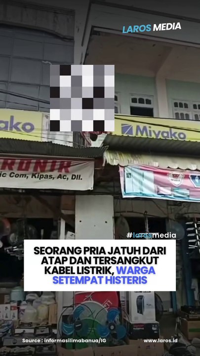 Seorang Pria Jatuh Dari Atap Dan Tersangkut Kabel Listrik, Warga Setempat Histeris
