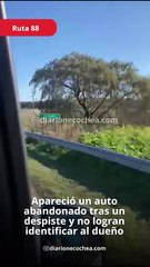 Ruta 88: apareció un auto abandonado tras un despiste y no logran identificar al dueño