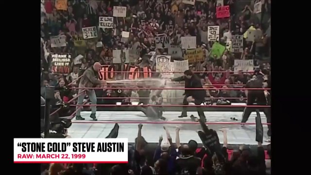 WWE superstar Stone cold Steve Austin entry in a bag fire truck in the ring WWE