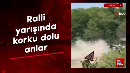 Bursa'da ralli yarışında korku dolu anlar
