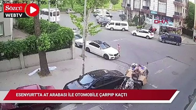 Esenyurt'ta at arabası ile otomobile çarpıp kaçtı