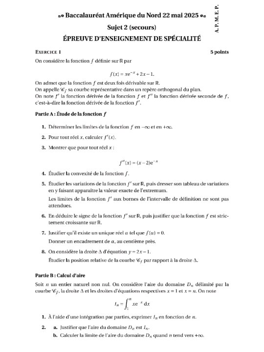 Sujet de secours du Bac de Spé Maths Amérique du Nord tombé le jour 2 le 22/05/2025.Merci à l'Apmep pour les fichiers pdf.#bacmaths #bac2025 #bac #sujetbac