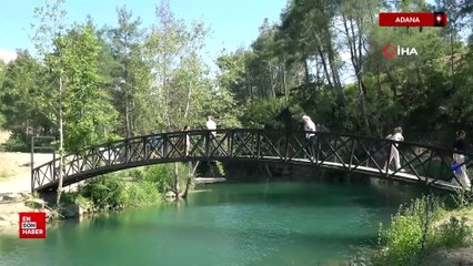 Adana sıcağından kaçan Yedigöze tabiat parkında serinliyor