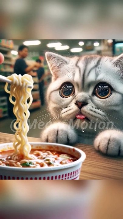 So easy to make instant noodles!🤤#cat #cute #kitten #funny #catlover #kitty