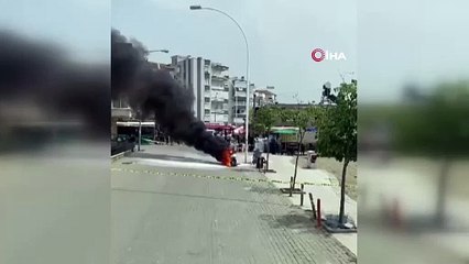 Motosiklet alev alev yandı