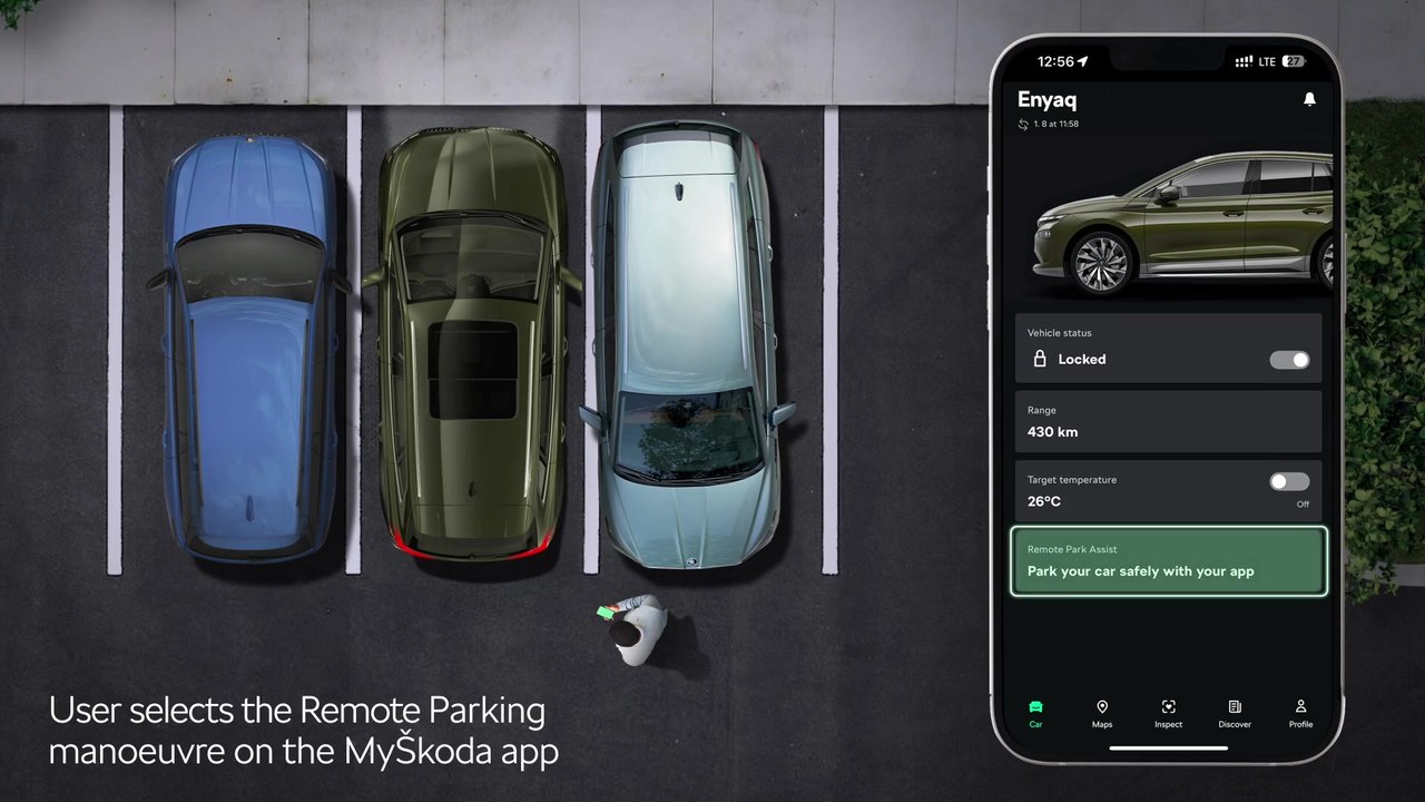 New Škoda Enyaq - Remote Park Assist - Perpendicular parking