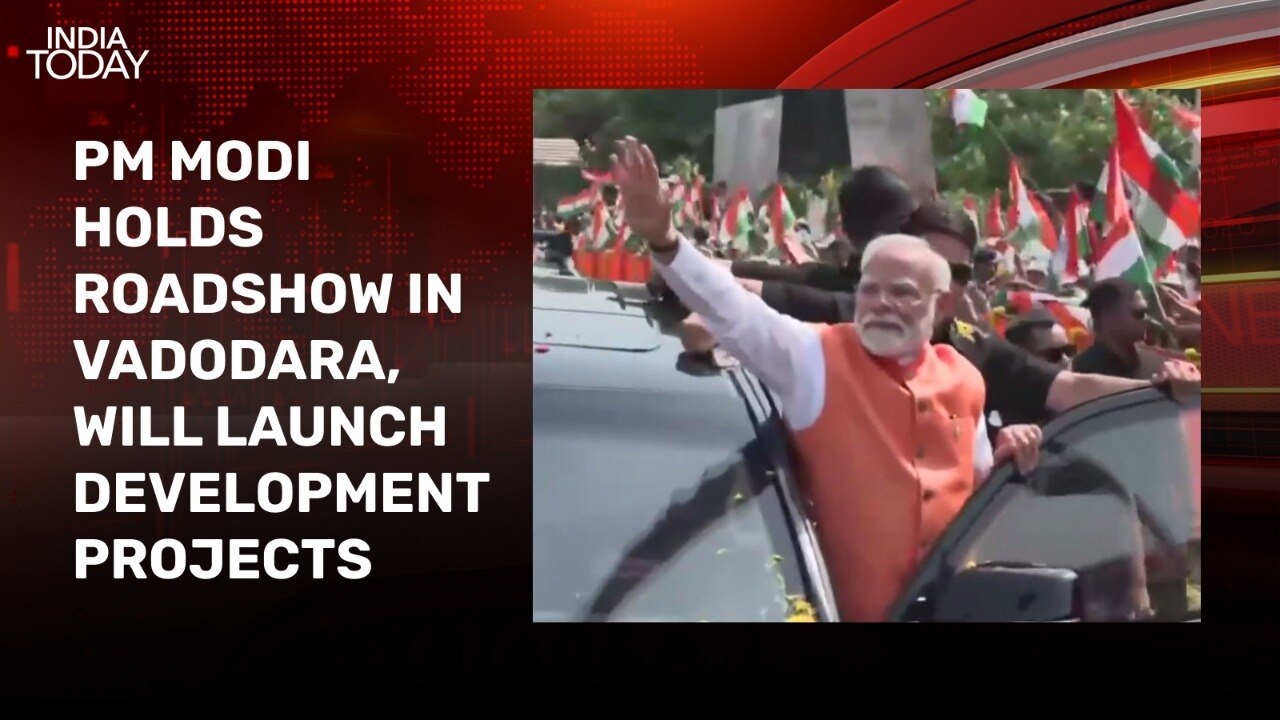 PM Modi begins 2-day Gujarat visit with roadshow in Vadodara