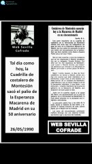 Los costalero de la Hdad. de Montesión   sacó el palio de la Esperanza Macarena de Madrid  en 1990