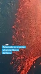 La lava saliendo a chorro del volcán Kilauea de Hawái