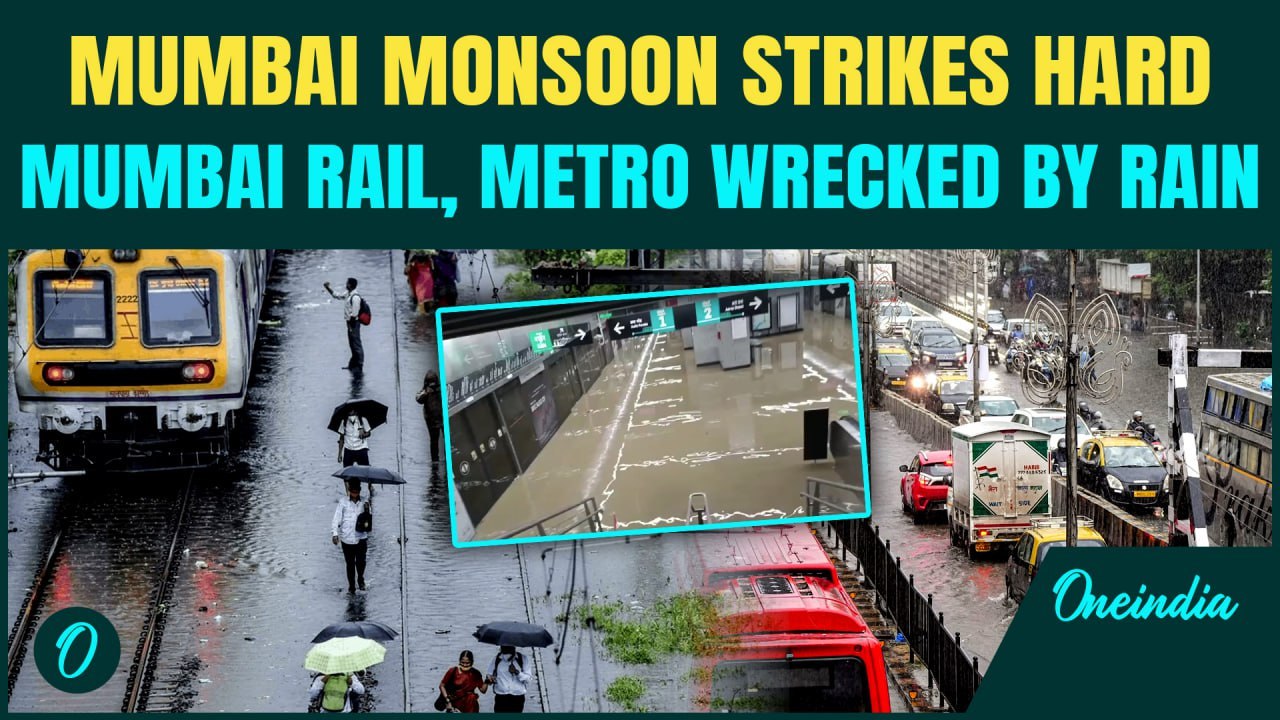 Mumbai Rain WREAKS Public Commute, Rain Cascades Through Metro Station As Monsoon Strikes Early