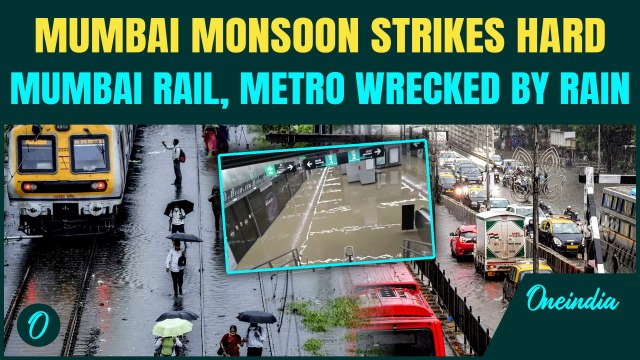 Mumbai Rain WREAKS Public Commute, Rain Cascades Through Metro Station As Monsoon Strikes Early