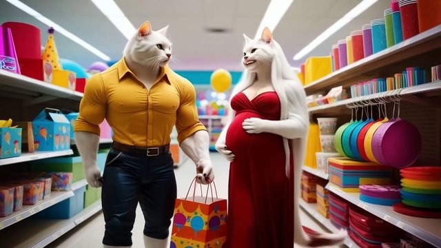 Kittens 1st BIRTHDAY 🎉 😻 _cat _shorts _kitten _aicat _cutecat _cute _cartoon _catlovers _catvideo(1080P_HD)