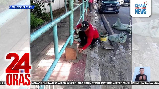 Ilang steel post sa isang waiting shed, natanggal na; QC Engineering Dept., nangakong aayusin ang railings | 24 Oras