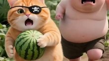 Captain Fat Cat, are you going to eat watermelon