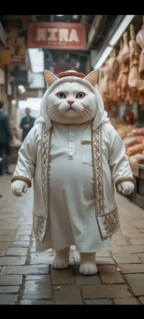 White Fat Cat Bakra Eid 🐐 #whitecutecat #bakraeid #cat #eid #ai #trendingshorts #viralshort #catshor