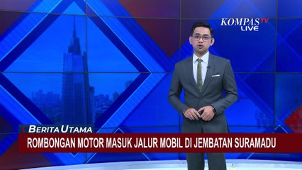 Nekat! Rombongan Motor Masuk Jalur Mobil di Jembatan Suramadu