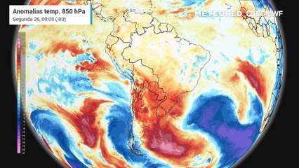 Segunda-feira, 26 de maio: Anomalia de temperatura prevista para os próximos dias.