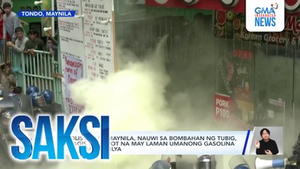 Demolisyon sa Maynila, nauwi sa bombahan ng tubig, paghagis ng supot na may laman umanong gasolina at batuhan ng silya | Saksi