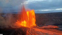 El volcán Kilauea en Hawái lanza espectaculares chorros de lava