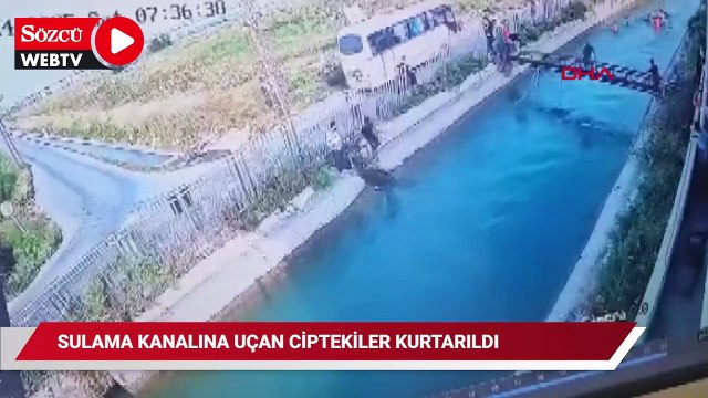 Sulama kanalına uçan cipteki 2 kişiyi çevredekiler kurtardı