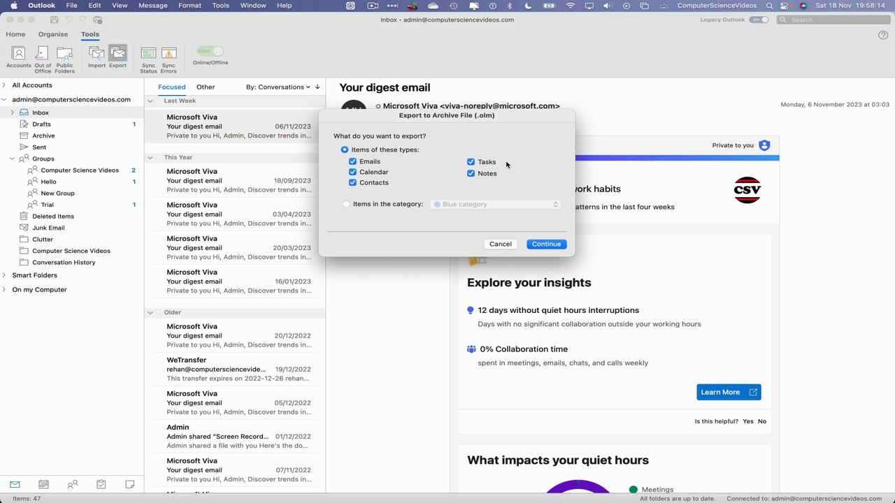 How to EXPORT Your Email Library on Microsoft Outlook Using a Mac Computer - Basic Tutorial | New