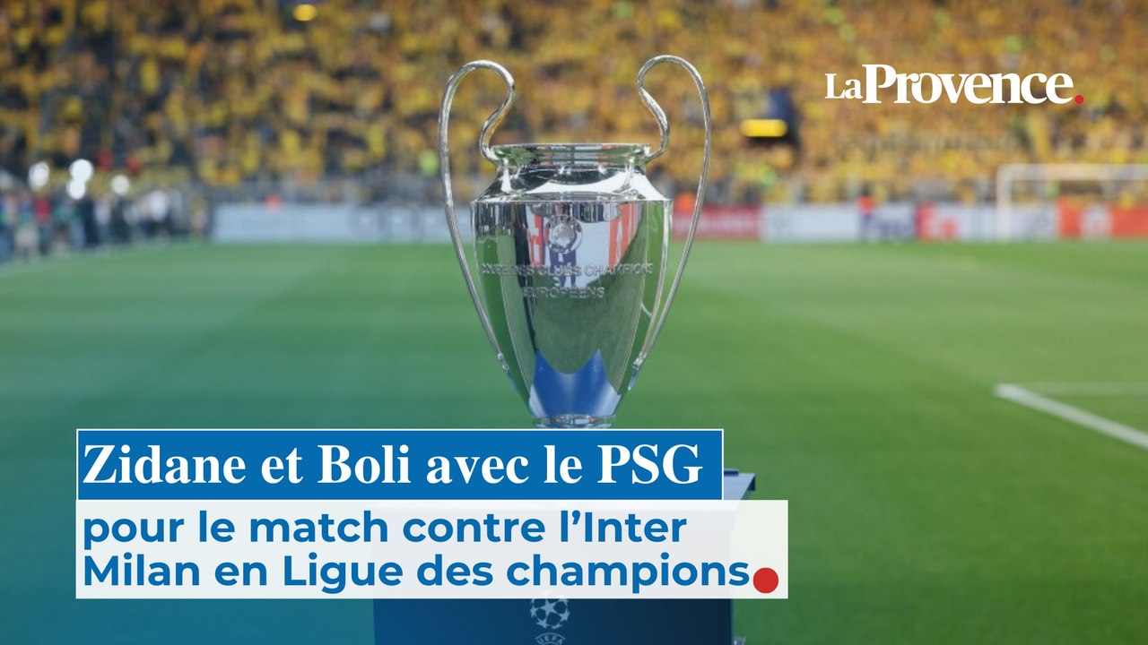 Zidane et Boli avec le PSG pour le match contre l'Inter Milan en Ligue des champions