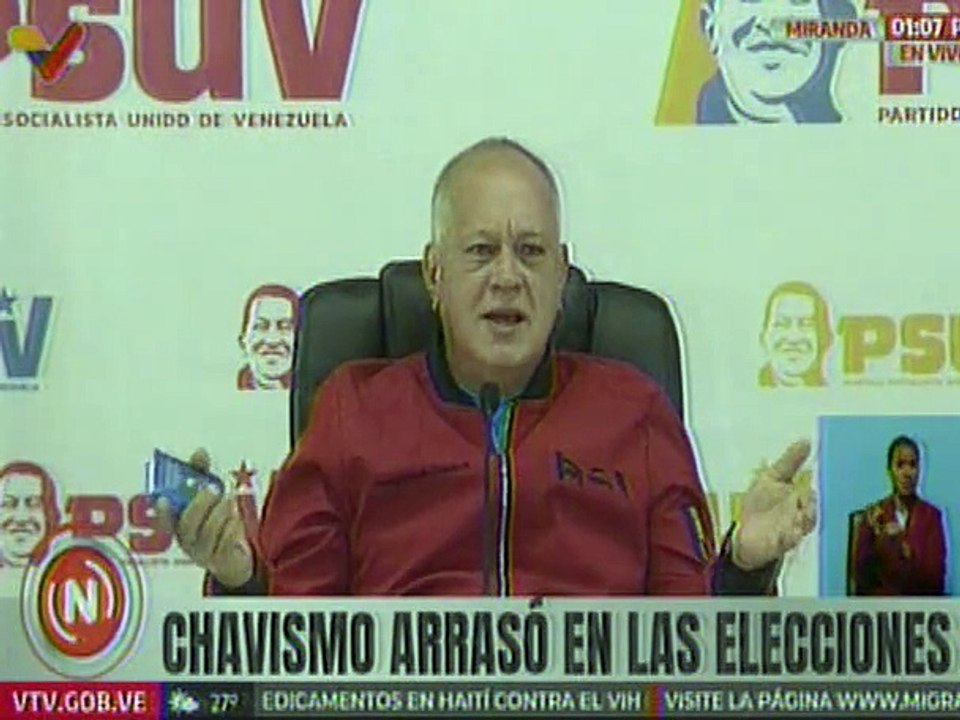 Sec. Gral. del PSUV Cabello: Se consolida una vez más la revolución con una victoria contundente