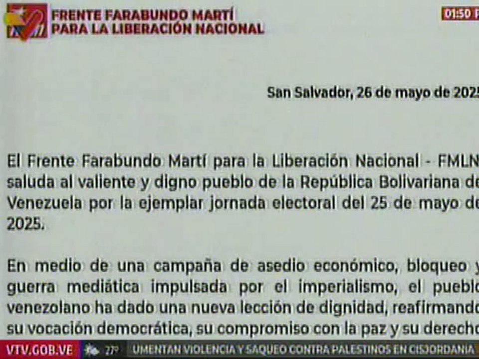 Comunicado | FMLN saluda al pueblo venezolano por su ejemplar papel en la jornada electoral del 25-M