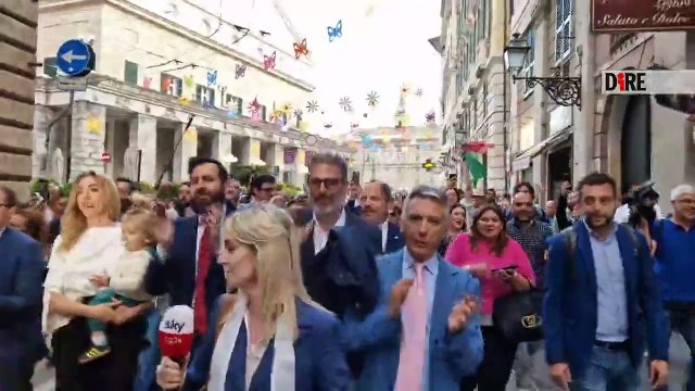 Genova - COMUNALI. GENOVA, SALIS IN CORTEO DA POINT A COMUNE (26.05.25)