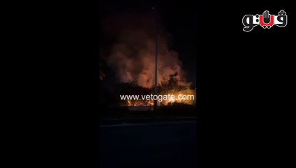 حريق أشجار الزينة بطريق مطار الأقصر