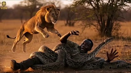 Giant Snakes Attacked The Old Man, But What The Lion 2025