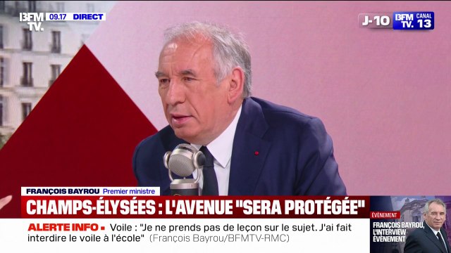 Finale de la Ligue des Champions: Je peux garantir que l'avenue (Marceau dans le quartier des Champs Élysées) sera protégée , assure François Bayrou
