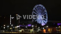Ferris Wheel of Liverpool, England UK at Night, Landmark and City Lights