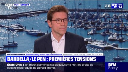 Bardella/Le Pen: "Je regarde ça peut-être avec gourmandise, mais au fond avec désintérêt", confie Geoffroy Didier (Les Républicains)