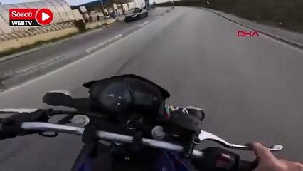 Motosiklet sürücüsü drift atarken kaza yaptı