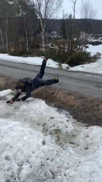 Drunk Skier Face-Plants While Attempting to Jump Over Road on Ski Trail
