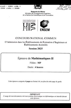Sujet Concours Maroc Maths CNC MP Maths 2#concours #concoursprepa