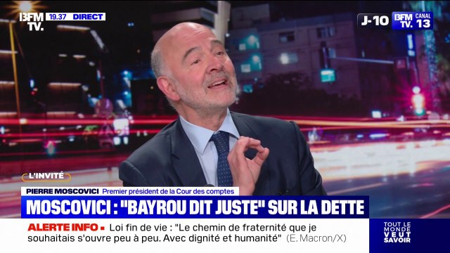 Effort des Français: François Bayrou dit juste , affirme Pierre Moscovici, premier président de la Cour des comptes