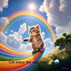 Cat  on the rain bow