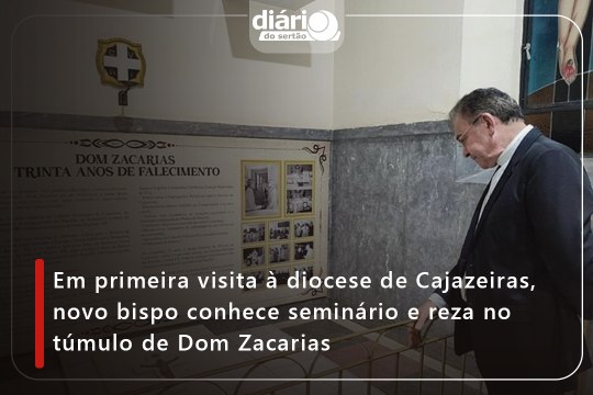 Em primeira visita à diocese de Cajazeiras, novo bispo conhece seminário e reza no túmulo de Dom Zacarias