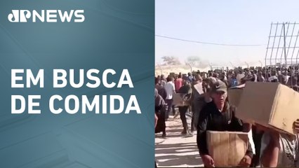 Palestinos invadem centros de ajuda humanitária em Gaza