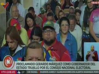 CNE Trujillo entregó credenciales al gobernador electo Gerardo Márquez