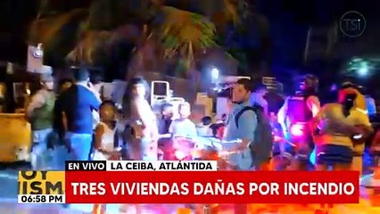 Tres viviendas dañadas por incendio en La Ceiba, Atlántida