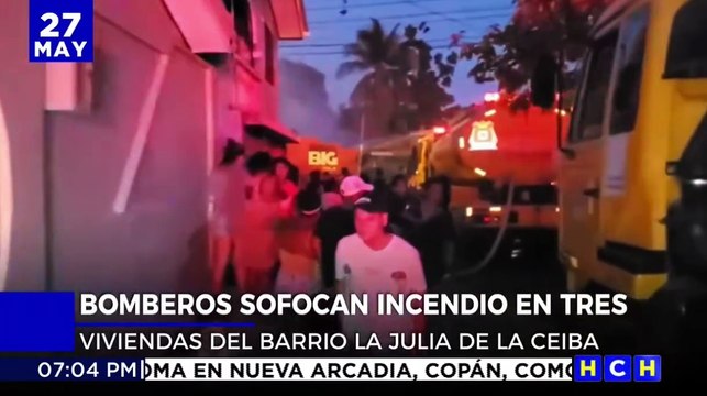 Pavoroso incendio deja tres viviendas quemadas y otra afectada parcialmente en La Ceiba