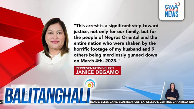 Pahayag ng biyuda ni dating Governor Roel Degamo sa pagkakahuli kay dating Negros Oriental Representative Arnie Teves na itinuturong mastermind sa pagpatay sa kaniyang asawa | Balitanghali