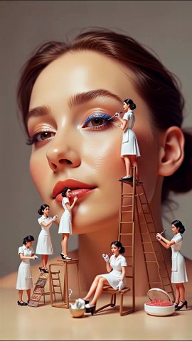 makeup,makeueup,ai generated makeup,makeup tutorial,tiny makeup artists,