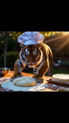 Tiger making bread #knee #floor #tigers #cattering wheat #cathing #hen #frying #aiart #funny #short