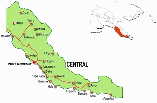(Papua New Guinea) Map of Central Province. Peta Provinsi Tengah. Central Province Map. Map of Province of Central. Province of Central Map. Mep bilong Sentral Provins. Map bilong Sentrol Provins. Carte de la province centrale. Mapa da Província Central